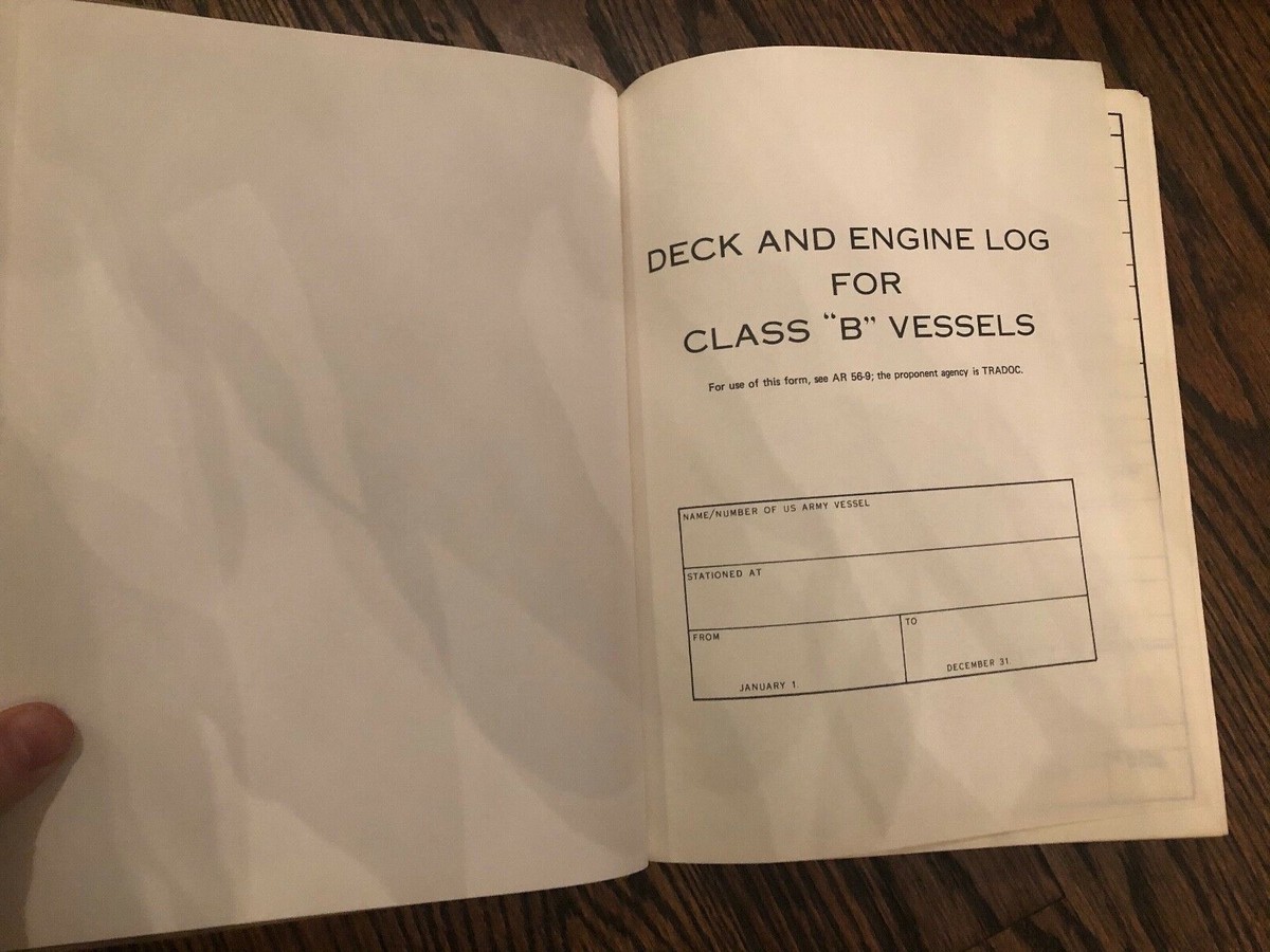 Harbor Boat Deck and Engine Log for Class B Vessels DA Form 5273 1984 | eBay