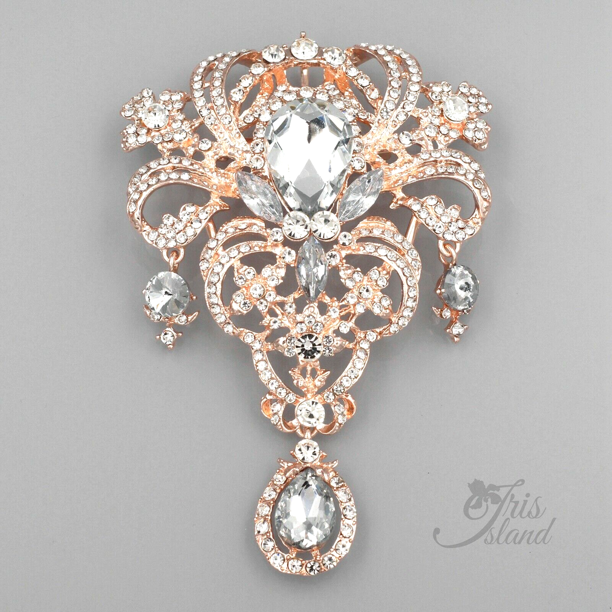 rose gold brooch for dress Diamond Rose Brooch