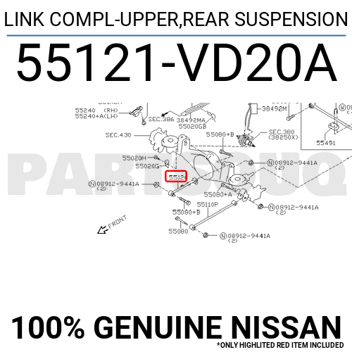 55121VD20A Genuine Nissan LINK COMPL-UPPER,REAR SUSPENSION 55121
