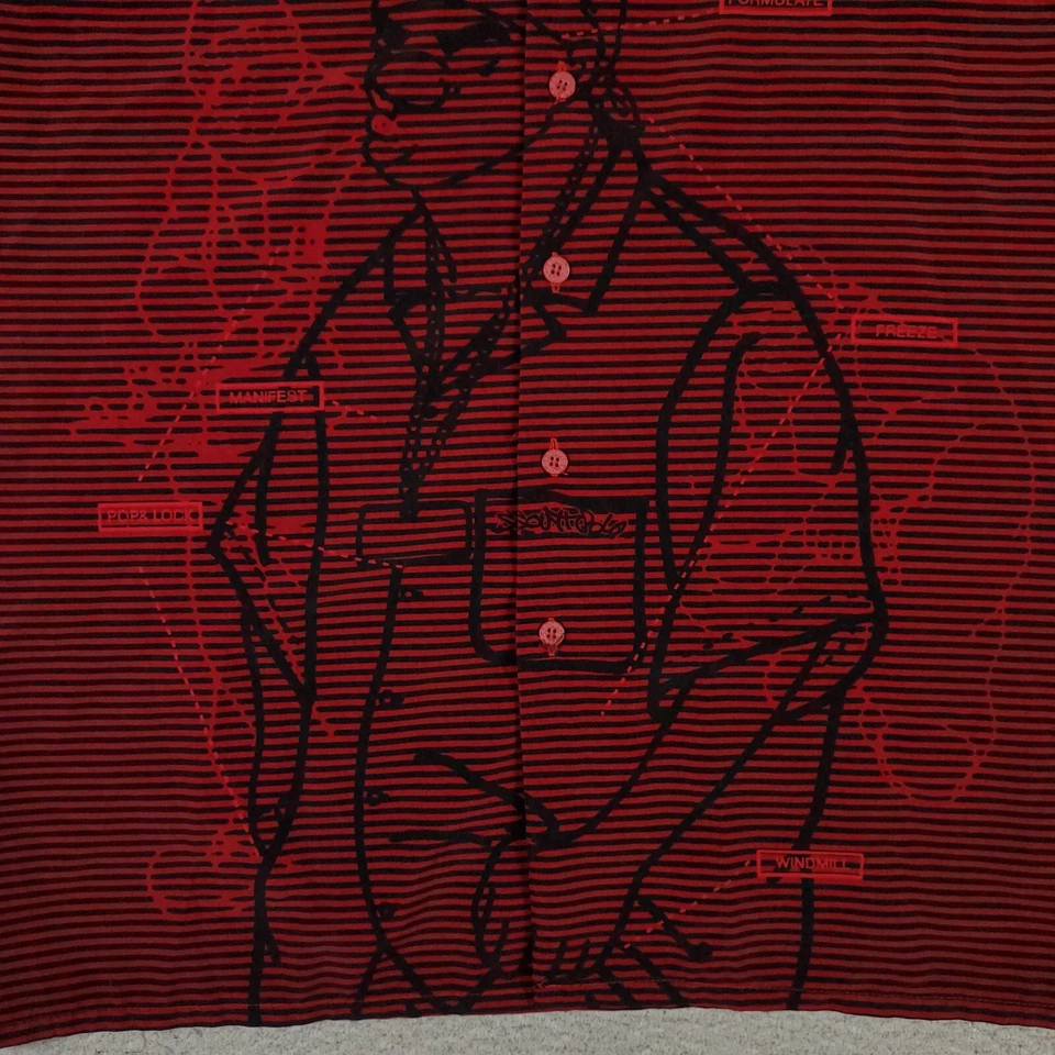 Southpole Shirt Mens Size 2XL Red Black Striped Casual Button Up Short Sleeve - Image 3 of 4