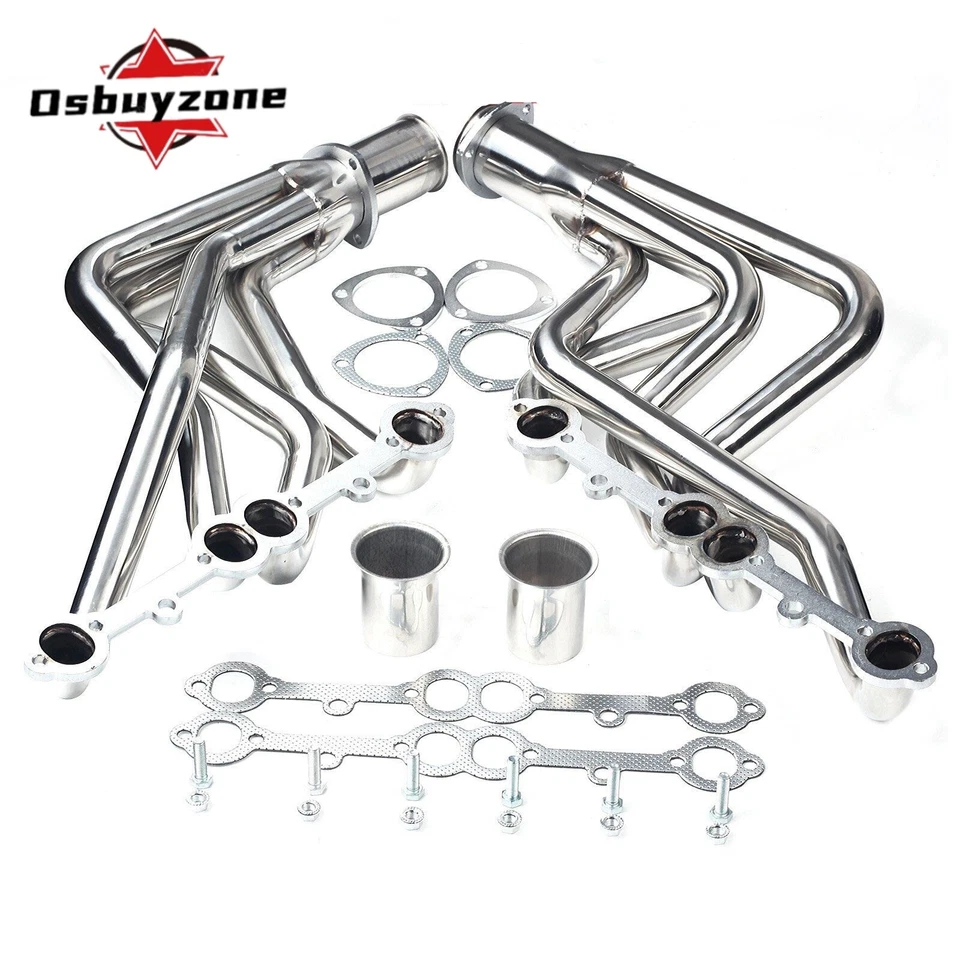 Cabezal de escape de acero inoxidable para 73-85 Chevy/GMC bloque pequeño tubo largo 1-5/8 2x2/4x4 Foto 3 de 4