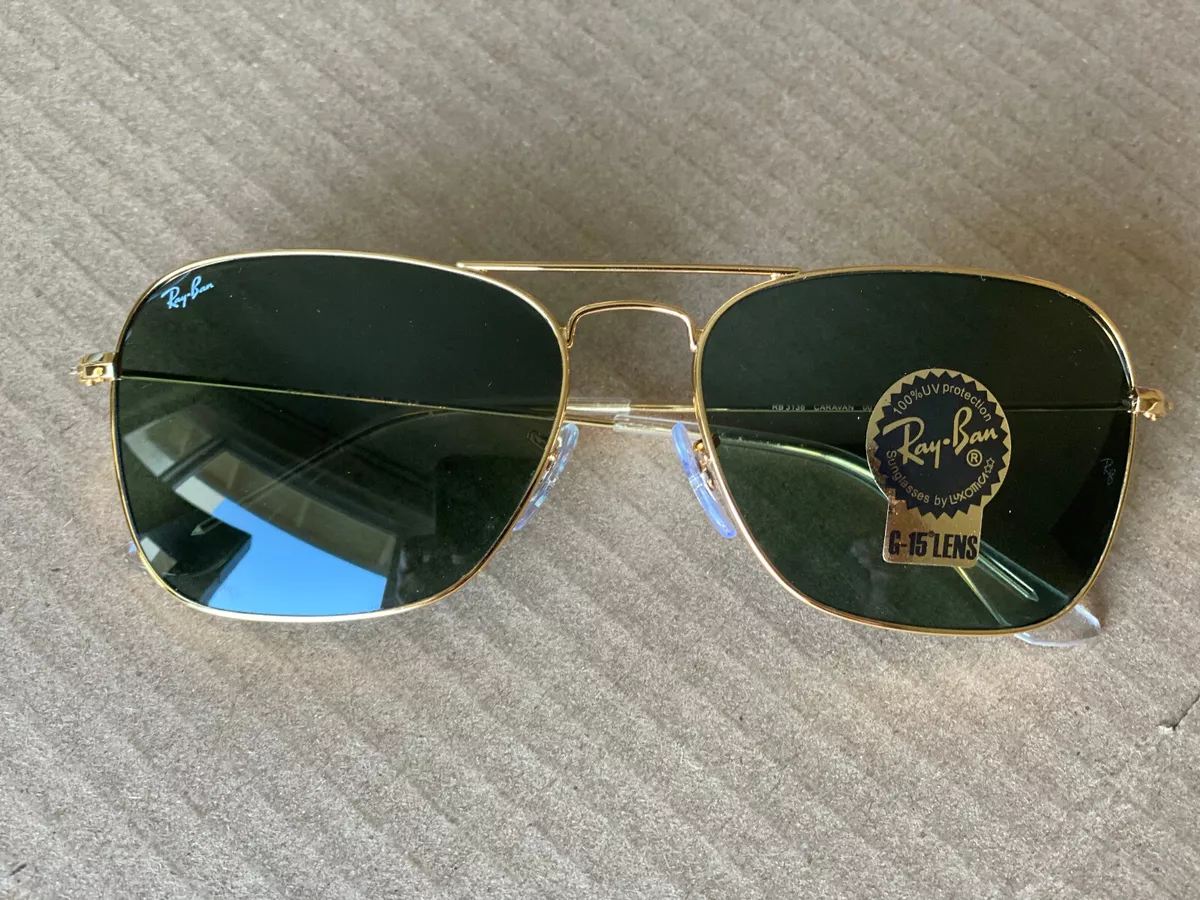 Ray Ban Sunglasses RB3136 NEW CARAVAN Gold green 58mm Unisex eBay