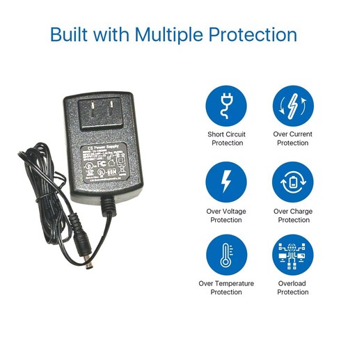 EverGrow EE. UU. 12V 2A Fuente de alimentación Adaptador de CA CC para cámara de seguridad CCTV en el hogar - Imagen 3 de 5