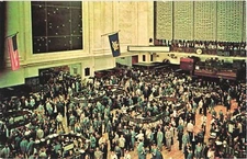 New York's Stock Exchange The Nation's Market Place Bustling with Crowd Postcard