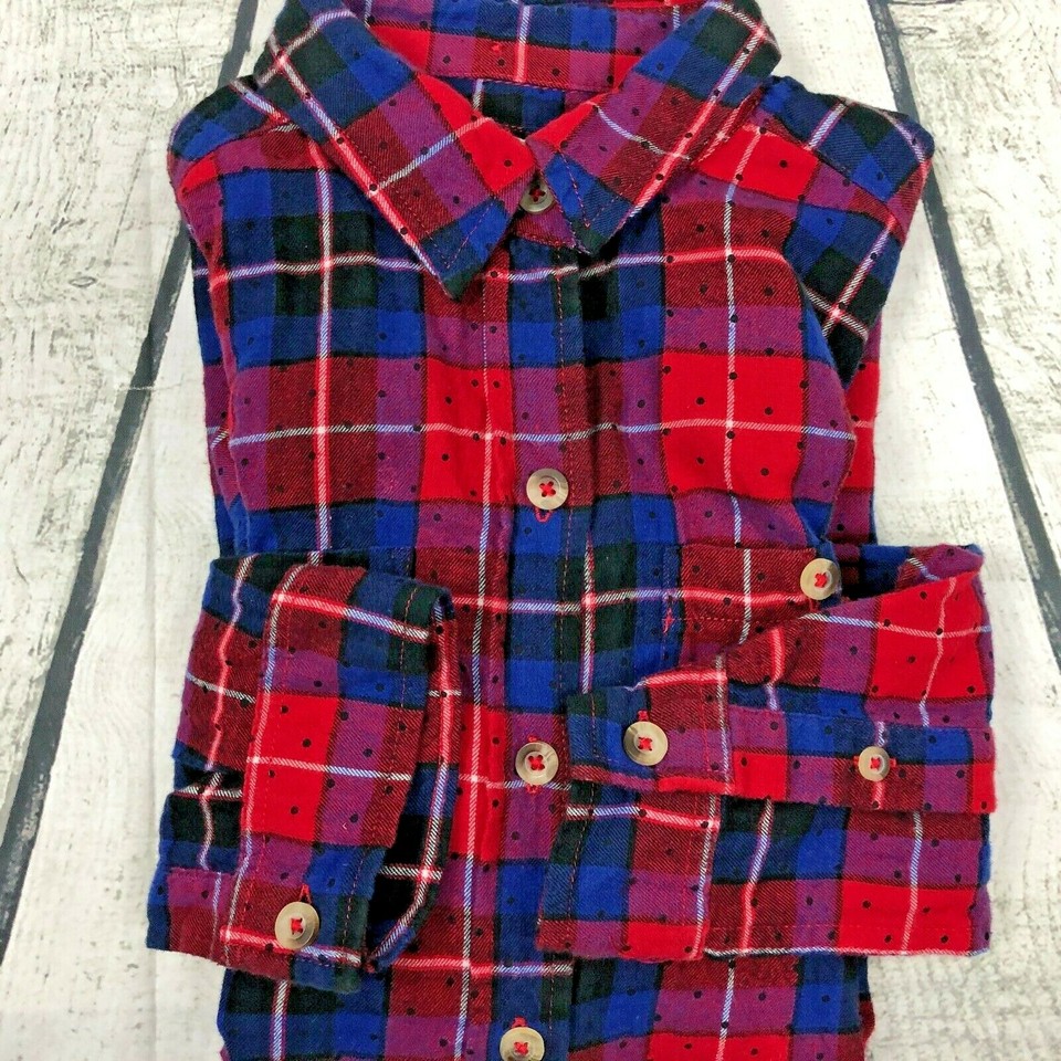 So Authentic American Heritage Shirt Women Button Down Flannel Red