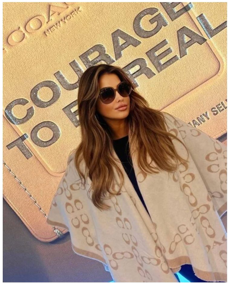 NWT - COACH Signature Poncho - C5104 Chalk Taupe $298