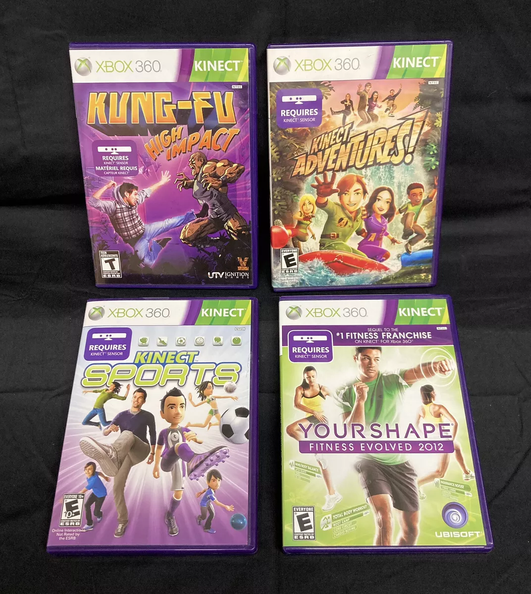 Lot of 4 Xbox 360 Kinect Games Adventures Your Shape Sports Kung