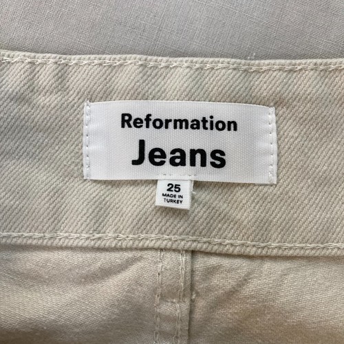 Reformation Jeans Womens 25 Cynthia Belted High Rise Straight Beige Denim 44106 - Picture 9 of 11