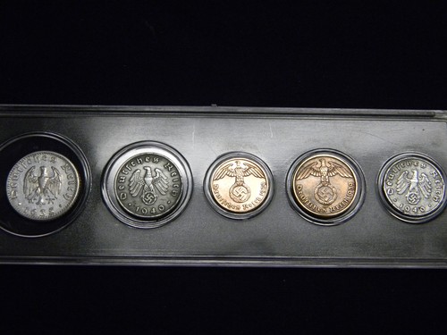 Rare WW2 German Coins Set with Secure Display Case Historical WW2 Artifacts