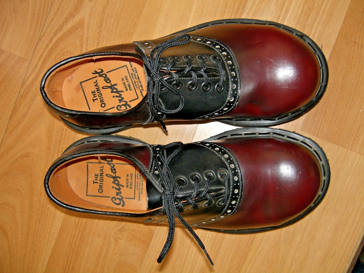 Gripfast Original Vintage Black and Burgundy Oxfords Vintage Gripfast Brogue Stye Shoes, Unisex, Fit Ladies  main image 2