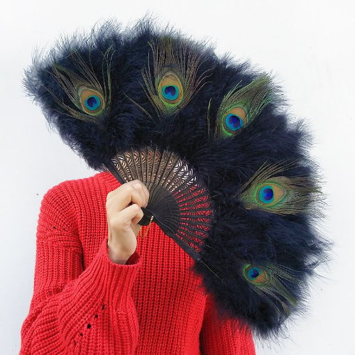 Chinese Feather Fan Peacock Feather Folding Hand Fan Wedding Cosplay Dance Fan - Bild 4 von 65
