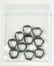 10 Panel Hex Nuts 7/16"W. 5/16"-32 Nickel Plated Brass 1/8" Thick Jam Nut