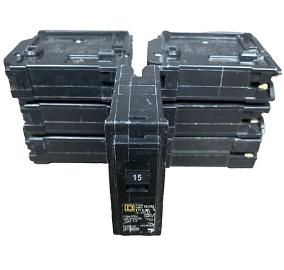 7 x Square D 15 AMP DP-4075 Type HOM Circuit Breaker 1-Pole