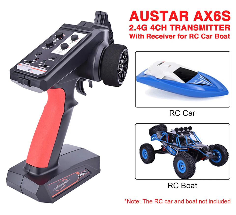 AUSTAR Funkfernsteuerung Sender mit Empfänger für RC Car AX6S 2.4G 4CH - Bild 2 von 4