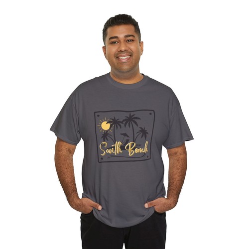 Miami Beach South Beach Unisex Heavy Cotton Tee T-Shirt 'Fun Sun' - Picture 79 of 118