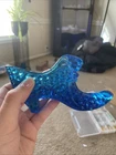 Fenton Glass Cat Head Hobnail Heeled Shoe Slipper Colonial Cobalt Blue