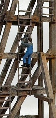 S Scale Ladder CLIMBING Worker includes a Ladder 1/64 Figure comes PAINTED