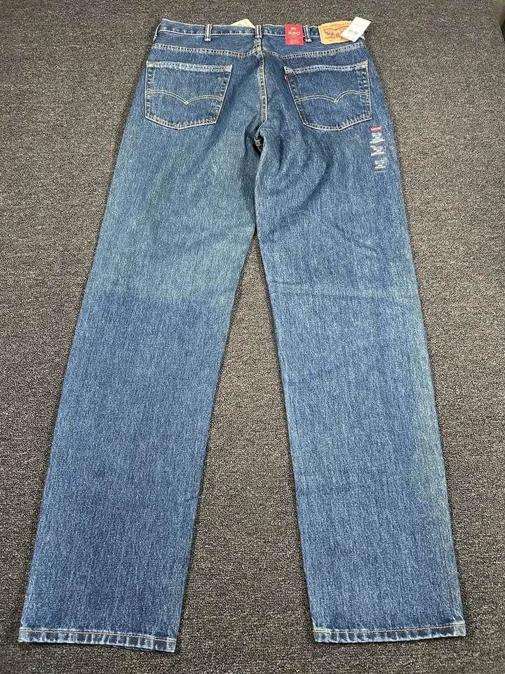 Nuevos Jeans Levi’s 550 Relajados Para Hombre 38x38 Azul Denim Desteñido Pierna Cónica Algodón Foto 3 de 4
