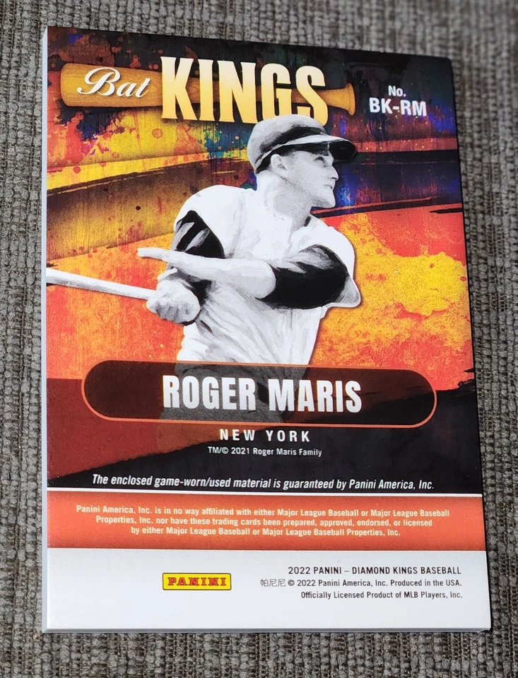 Taco usado 2022 Panini Diamond Kings /9 Bat Kings Roger Maris jogo - Imagem 3 de 3