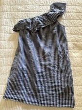 MADEWELL Summer 2016 Blue & White Striped Above Knee One Shoulder Mini Dress XS