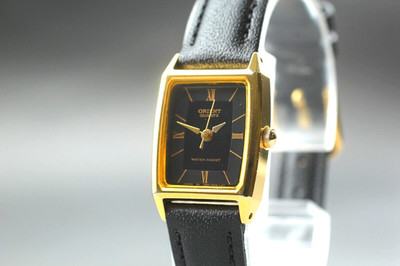 Rare! *N MINT* ORIENT D85JB7-41 Black Gold Roman Women 17mm QZ Watch From JAPAN