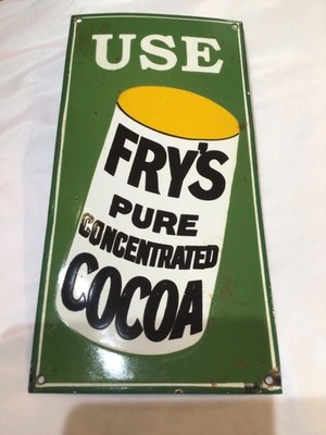 USE FRY S PURE CONCENTRATED COCOA Porcelain Metal Advertisement Sign Chocolate
