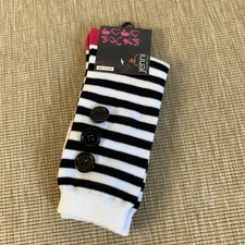 Cute Black & White Calf Socks With Buttons - Jenni By Jennifer Moore Brand New