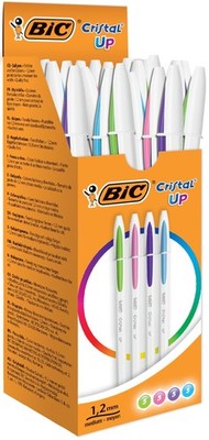 BIC Cristal Up Ballpoint Pens - Assorted Colours, Box of 20 Count (Pack of 1) 20