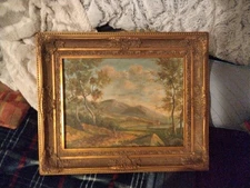 Vintage Original Landscape Oil Painting Original Frame. Signed