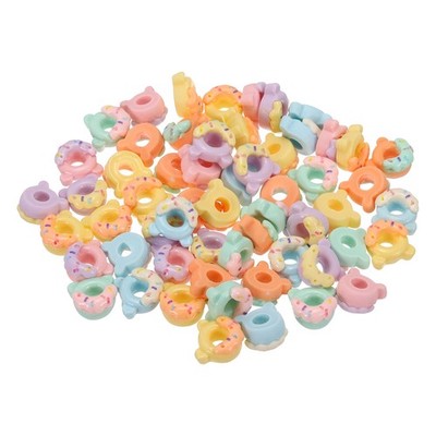 Mini Resin Foods, Tiny Donut for Crafts Dollhouse (Light Colors, 100pcs)