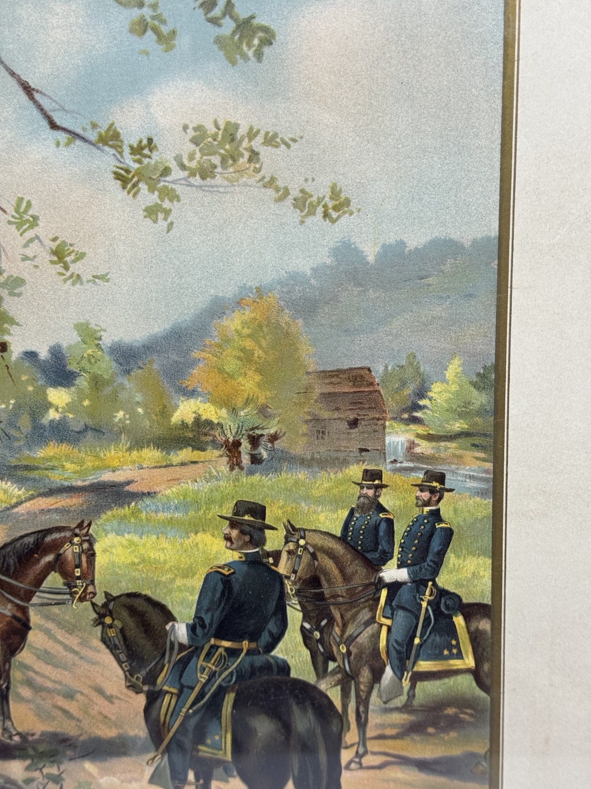 1899 Werner Co. Chromolithograph US Army Generals Horses Americana 18 x 14"