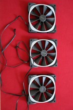 Lot of 3 NZXT Aer RGB 2 140mm PWM Case Fans HF-28140-B1 Black RGB Cables