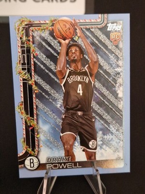 2025-26 Topps Holiday Basketball Drake Powell Brooklyn Nets Light Blue Glitter