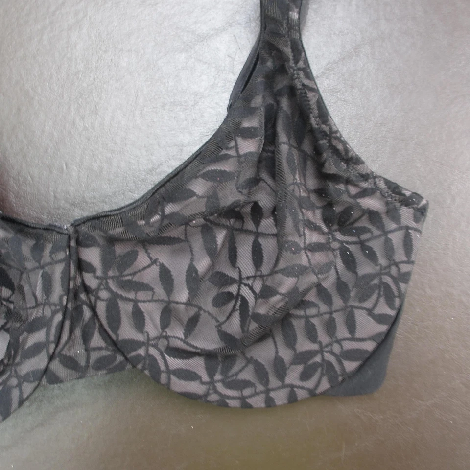 Sujetador Olga By Warners para mujer 36DD hoja negra encaje con aros cobertura completa Foto 4 de 4