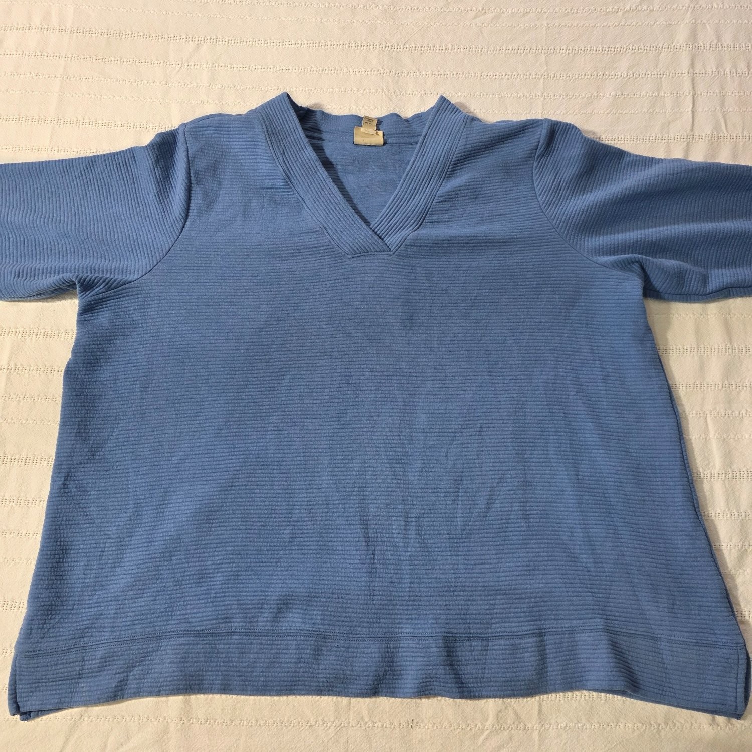 St. John's Bay Women's Plus Size 3X Blue Ribbed Knit V-Neck Pullover Sweater