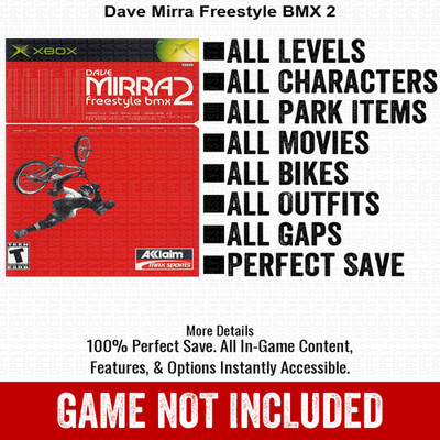 Dave Mirra Freestyle BMX 2 100% Unlocked All Items Xbox USB Save