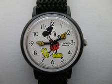 Vintage Lorus Mickey Mouse Quartz Watch Black Nylon Strap - New Battery