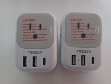 2- TESSAN Travel Plug Adapters Tessan TS-161-ZA-C - 4 OUTLETS