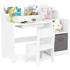 Children Drawing & Writing Desk with Open Shelves White