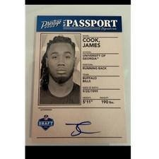 Panini 2022 Prestige NFL Passport Signatures James Cook RC Auto Bills NPS-22