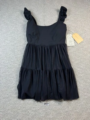 LOGILATES Ballerina Ruffle Dress Blk BuiltIn Shorts Mesh Tier Women's M NWT 0437 - Image 1 of 4