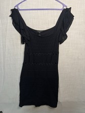 Mango Suit Mesh Ruffle Sleeveless Mini Dress in Black Size L