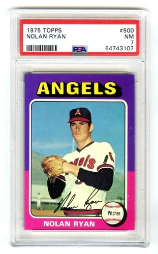 NOLAN RYAN~CALIFORNIA ANGELS~1975 TOPPS PSA-7 (NEAR MINT) MLB BASEBALL CARD #500