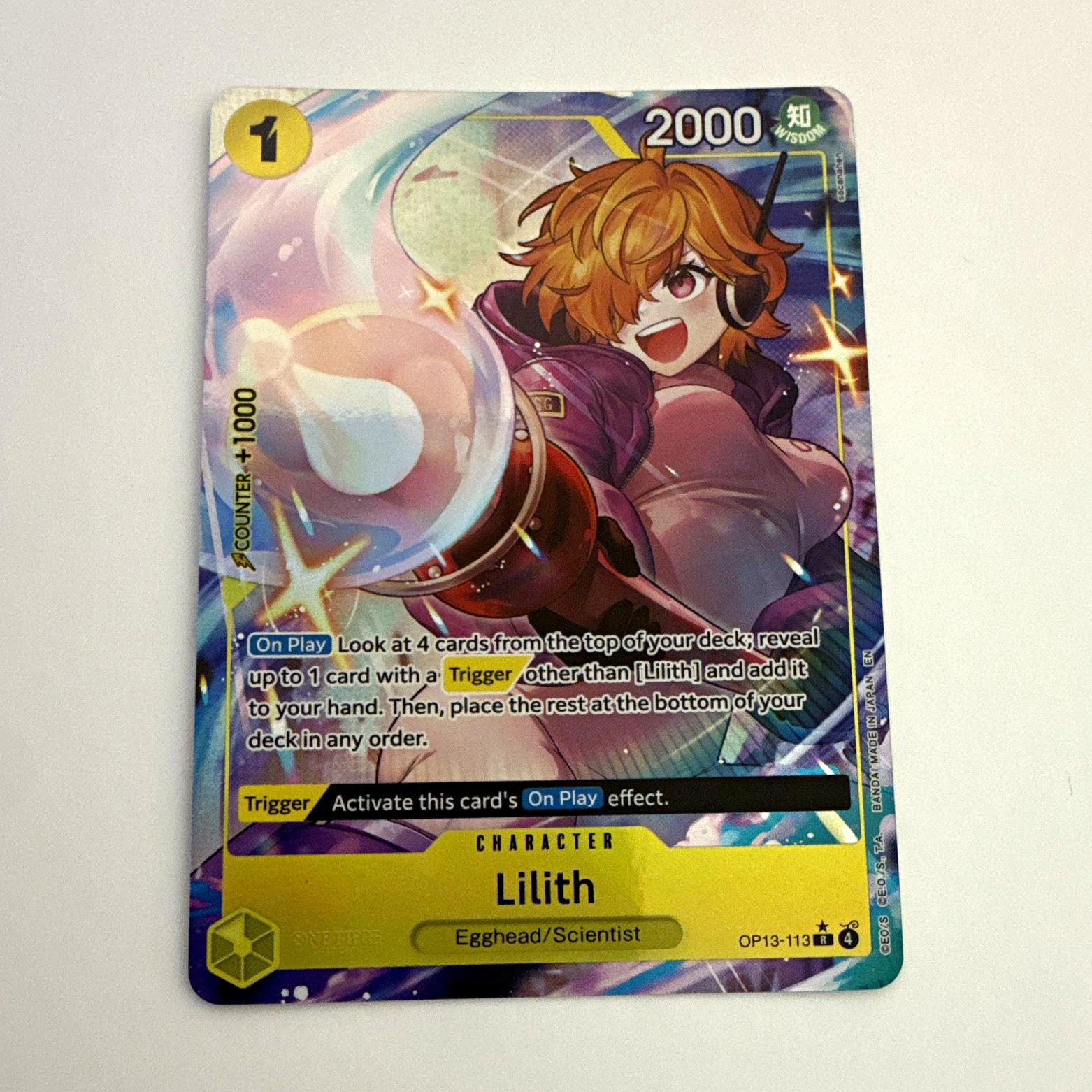 Bandai Lilith OP13-113 Carrying on His Will Rare Foil ENG Alt Art