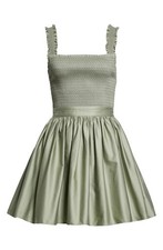 NWT Alice + Olivia BARRETT SMOCK BODICE STRETCH COTTON DRESS IN SAGE Sz 6