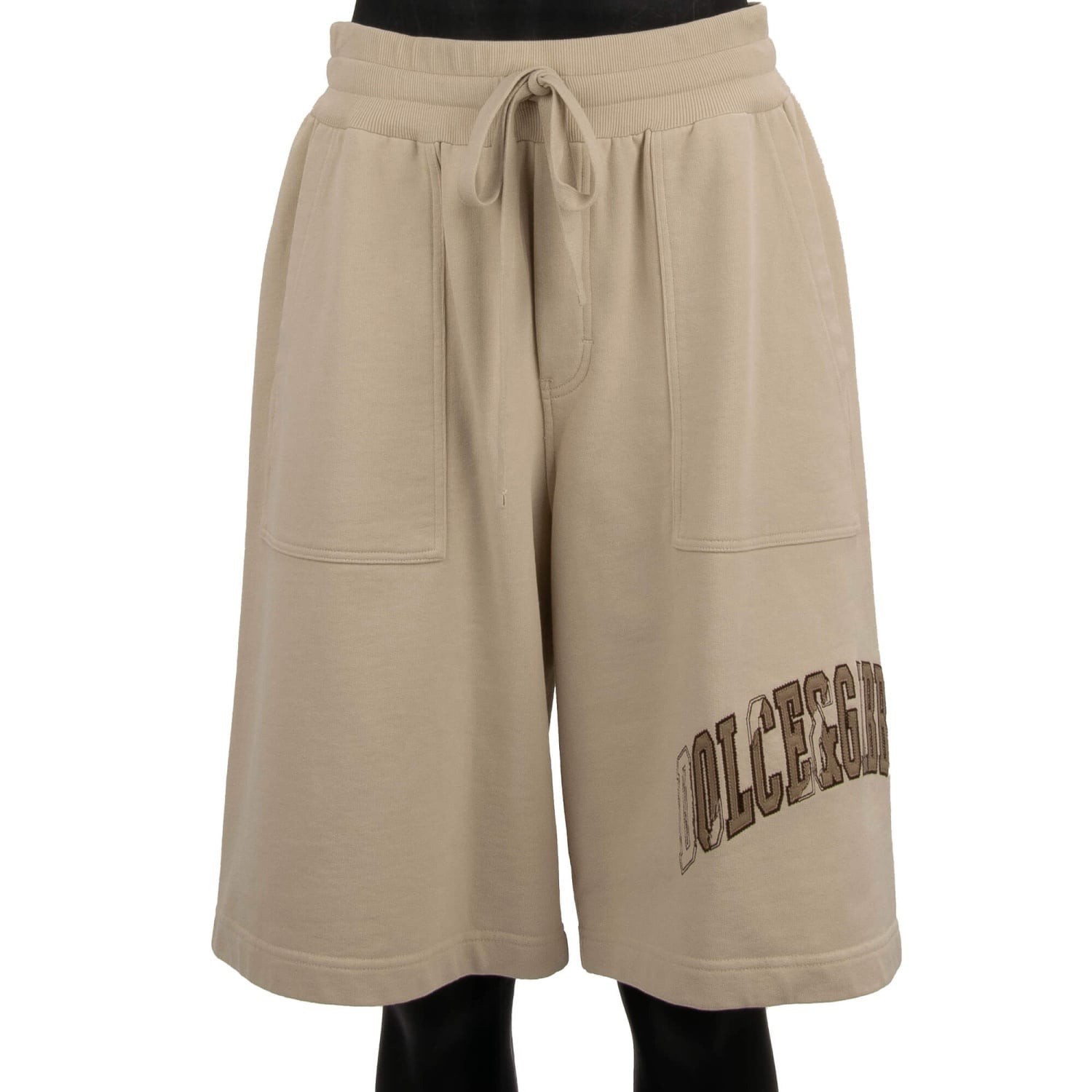 DOLCE - GABBANA DG Logo Wide Fit Cotton Sweatshorts Shorts Pockets Beige 48 M 52990₽
