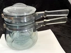 PYREX FLAMEWARE 1.5 Qt Double Boiler #6762 - 3-piece - COMPLETE-- NICE!!