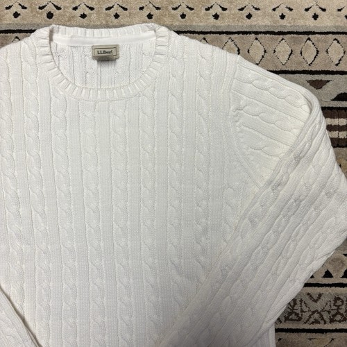 LL Bean Pullover mit Rundhalsausschnitt Größe Large weiß Strick Vintage Sweatshirt Damen - Bild 3 von 7