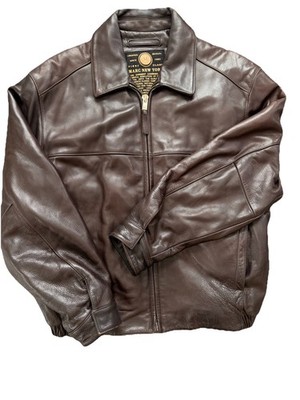 Marc New York ''First Class'' Brown Lambskin Leather Bomber Jacket - Men's XL