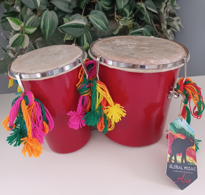 Global Mosiac Bongos with Tags 7'' & 5''